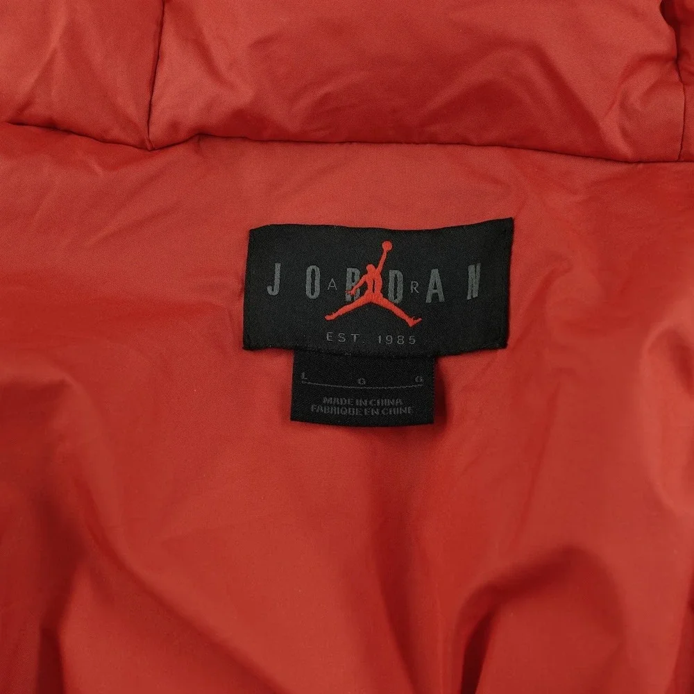Jordan Essential Mens Puffer Jacket Black Red Hooded DQ7348-010 Large